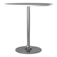 thumbnail image 1 of Contemporary Round 35.5" Wood Dining Table with Pedestal Base in White/Chrome, 1 of 4