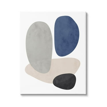 Contemporary Round Blue Accent Abstract Graphic Art Gallery Wrapped Canvas Print Wall Art