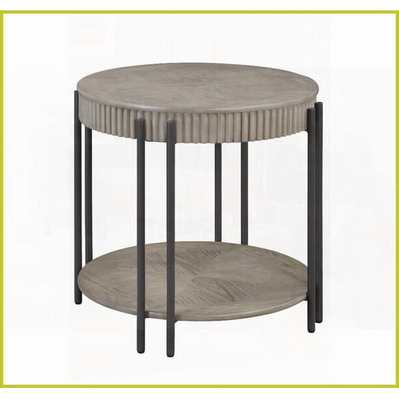 Contemporary Round Coffee Table for Living Room with Lower Storage Shelf & Metal Legs, Durable Space-Saving Design