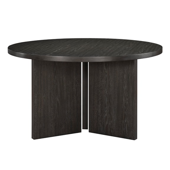 Contemporary Round Dining Table Ebony Finish Textured Wood Grain Surface Dining Kitchen Furniture 1pc