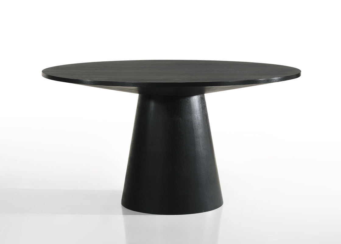 Ebony Black 59" Round Contemporary Wood Dining Table