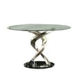 thumbnail image 1 of Contemporary Round Dining Table with Swirl Metal Base, Black and Silver, 1 of 5