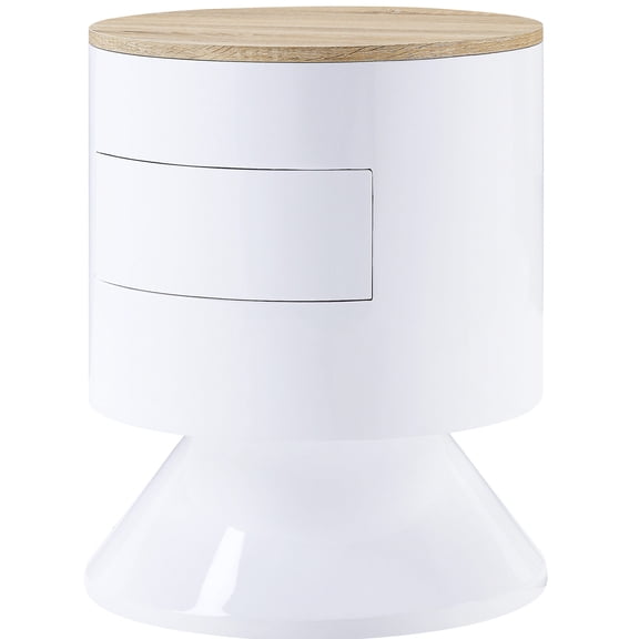 Contemporary Round Nightstand | Single Drawer for Bedroom Necessities | Wood and MDF Build | Bring Uniqueness to Bedroom
