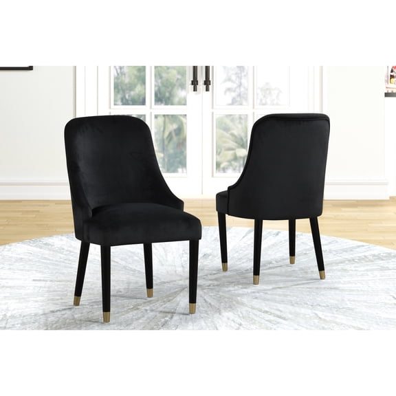 Contemporary Rounded Back, Fully Upholstered / 2 Dining Chairs for Living Spaces