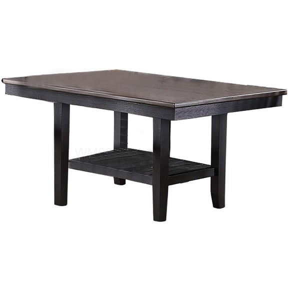 Contemporary Rubber Wood Dining Table with Storage, Dark Coffee Finish Kitchen Table for Entertaining