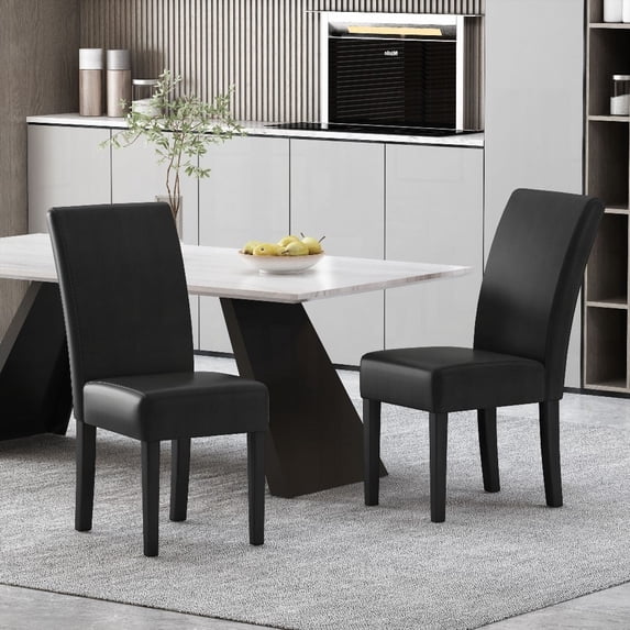 Contemporary Rubberwood Dining Chairs - 2-Pack with Non-Slip Pads
