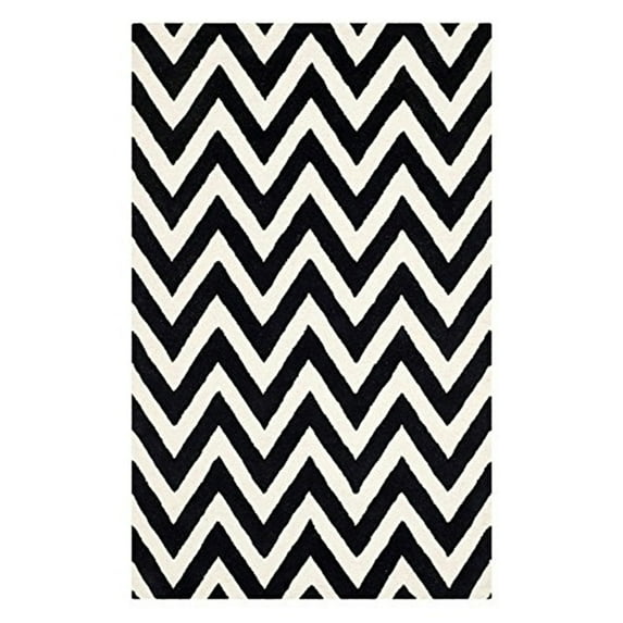 Contemporary Rug - Cambridge Wool Pile -Black/Ivory-Color:Black/Ivory,Design:Contemporary,Shape:Accent,Size:3' 9''L x 2' 3''W