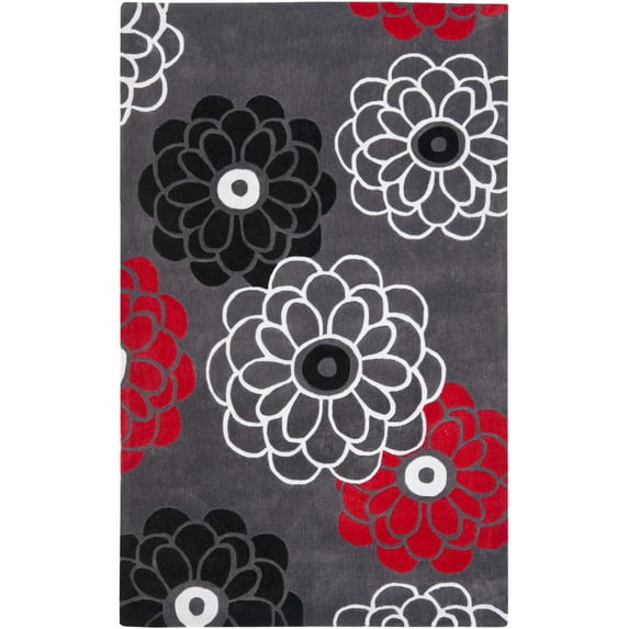 Contemporary Rug - Modern Art Polyester -Dark Grey/Multi-Color:Dark Grey/Multi,Design:Contemporary,Shape:Medium Rectangle,Size:5' x 8'