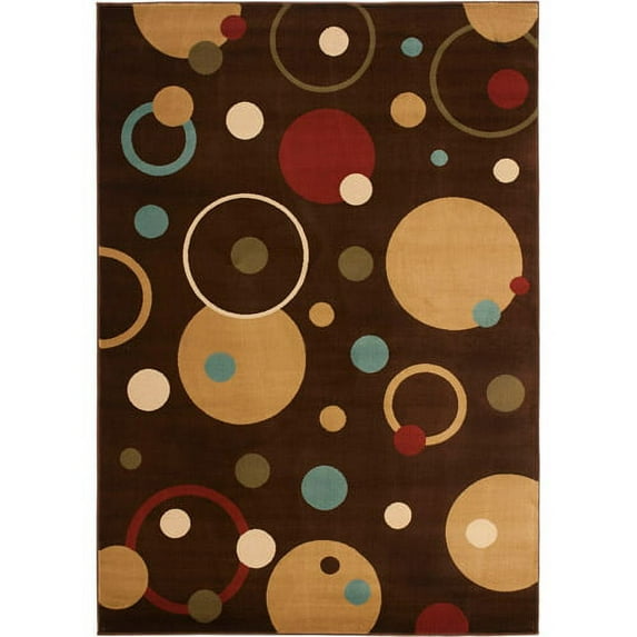 Contemporary Rug - Porcello Polypropelene Pile -Brown/Multi Style-B-Color:Brown/Multi,Design:Contemporary,Shape:Medium Rectangle,Size:9' 6''L x 6' 7''W