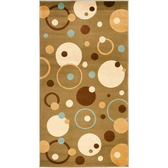 Contemporary Rug - Porcello Polypropelene Pile -Green/Multi-Color:Green/Multi,Design:Contemporary,Shape:Medium Rectangle,Size:9' 6''L x 6' 7''W