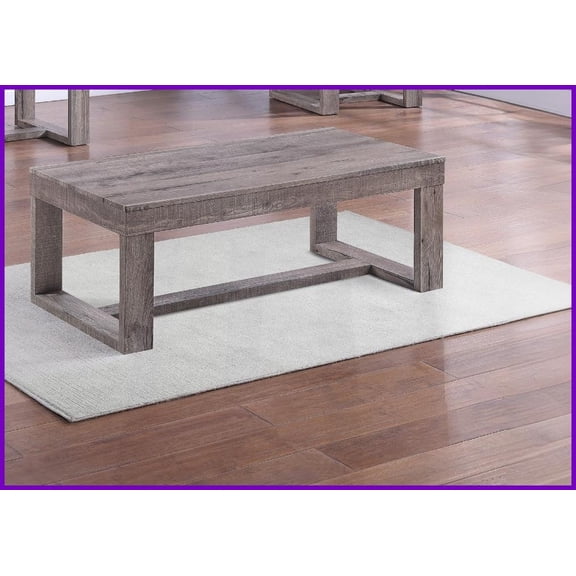 Contemporary Rustic Brown Gray Living Room Coffee Table - Rectangular Top, Sturdy & Easy Assembly