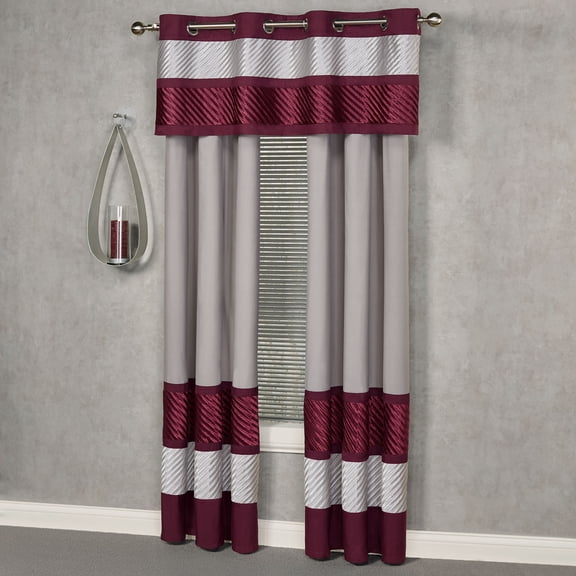 Contemporary Sigma Pleated Polyester Window Treatment 60W Grommet Valance 96L Curtains Set