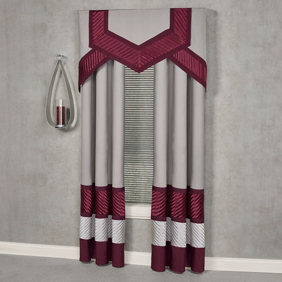 Contemporary Sigma Pleated Polyester Window Treatment, Cornice Valances - 96L Curtains Set