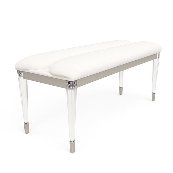 Contemporary Silver 1pc Bench Acrylic Legs Engineered Wood Bedroom Furniture Upholstered Seat Bench