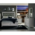thumbnail image 1 of Contemporary Silver Finish Bedroom Set 4pc Eastern King Bed Button-Tufted Headboard Nightstand Dresser Mirror, 1 of 7