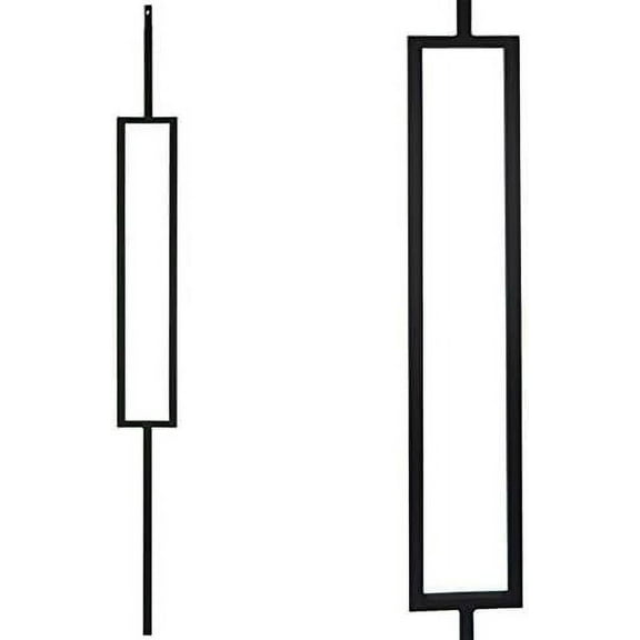 Contemporary Single Rectangle Wrought Iron Balusters (Contractor 5-Pack) Metal Spindles (Real Satin Black not Matte or Flat Color)$$Tools & Hardware Other