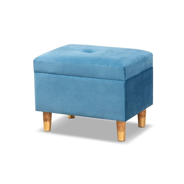 Baxton Studio Esther Modern and Contemporary Beige Velvet Fabric Upholstered and Dark Brown Finished Wood Storage Ottoman main image 0
