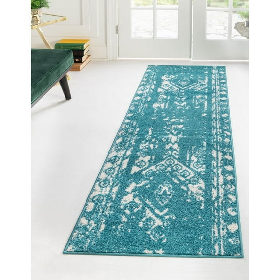 Contemporary Sling Collection Area Rug 2'7"x10' - Turquoise