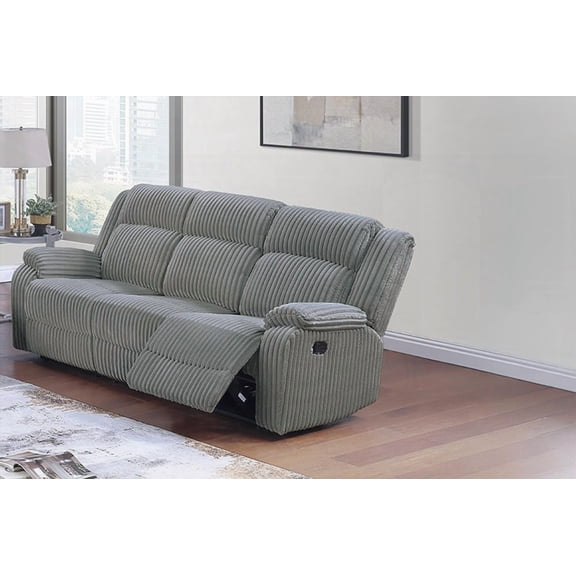 Contemporary Smoke Fur-Like Corduroy 1pc Motion Sofa|83"x37"x41"H