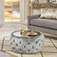 thumbnail image 1 of Contemporary Smoke Velvet With Button Tufting And Glass, 30.04" W X D 14.49" H Fashionable Tempered Glass Top Button- Velvet, 30" 14.49", Hue, 1 of 5
