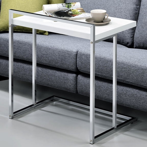 Contemporary Snack Table with Sled Base / For Snacking and Laptop Use / Reflective Look