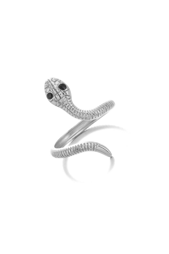 Contemporary Snake Designs Rings Polished Stainless Steel Unisex Accessory Suitable For Casual Or Formal Outfits