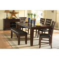 thumbnail image 1 of Contemporary Solid Clean Lines Dining 5pc Set Table with Self-Storing Leaf 1 Bench 4 Side Chairs Dark Oak Finish Furniture, 1 of 7