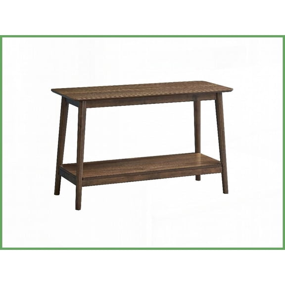 Contemporary Solid Rubber Wood Coffee Table with Shelf, Space-Saving Storage for Living Room