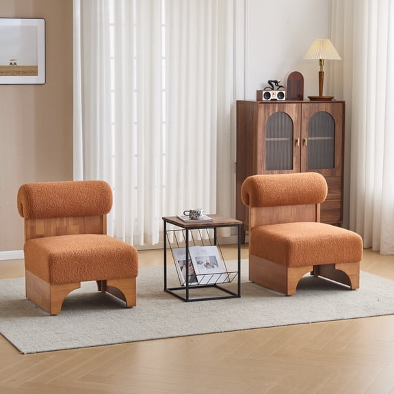 Contemporary Solid Wood Base Boucle Armchair - Add Elegance To Your Home Chair With Construction Offer Long-term Comfort