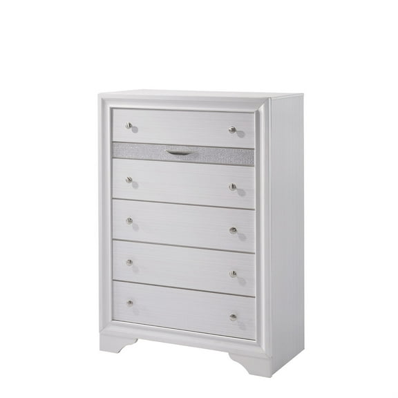 Contemporary Solid Wood Chest With Jewelry Drawer, White