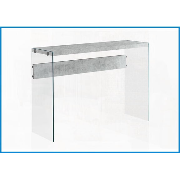 Contemporary Space-Saving Coffee Table - Grey Laminate & Clear Glass for Entryway, Bedroom & Living Room
