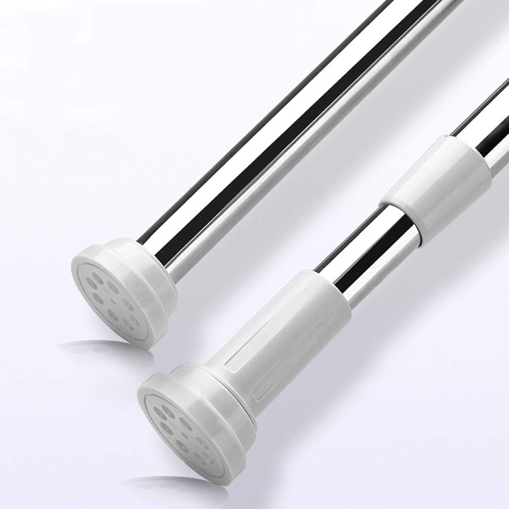 Adjustable Curtain Rods, Powerful Spring Tension Stainless Steel Rustproof No Drill Curtain Rod, Heavy Duty for Living Room Kitchen Bathroom (50-80 Inches)
