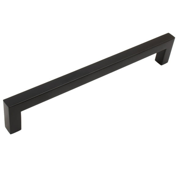 Contemporary Square Cabinet Pull, 160 Millimeters, Stanless Steel Base Material, Matte Black by Stone Harbor Hardware