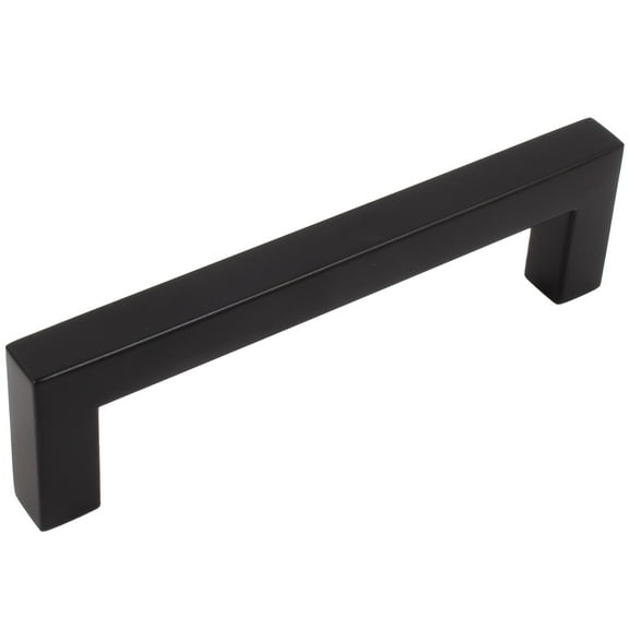 Contemporary Square Cabinet Pull, 96 Millimeters, Stanless Steel Base Material, Matte Black by Stone Harbor Hardware