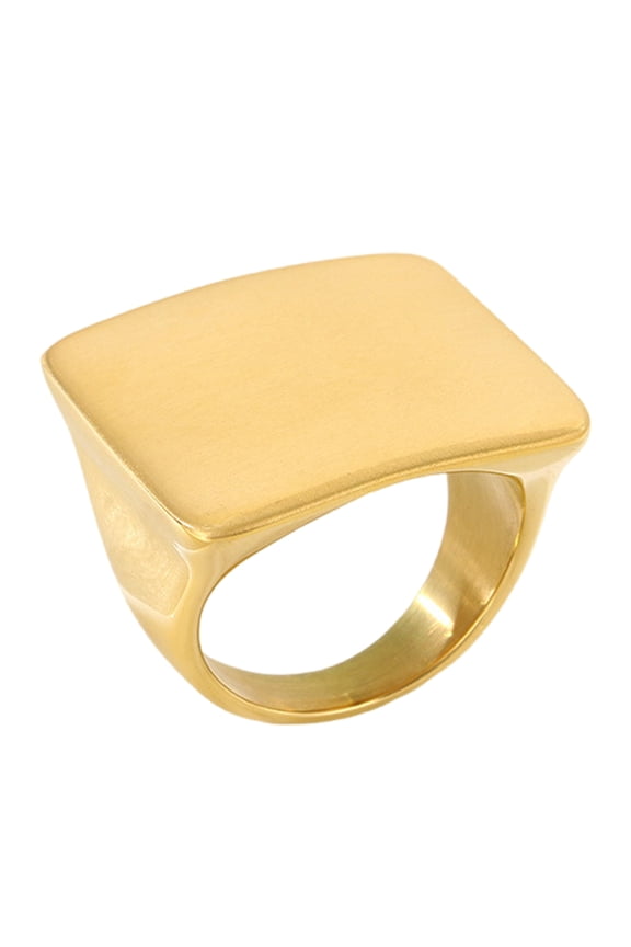 Contemporary Square Crafted Stainless Steel Rings Tarnish Resistant Jewelry For Casual Or Formal Occasions