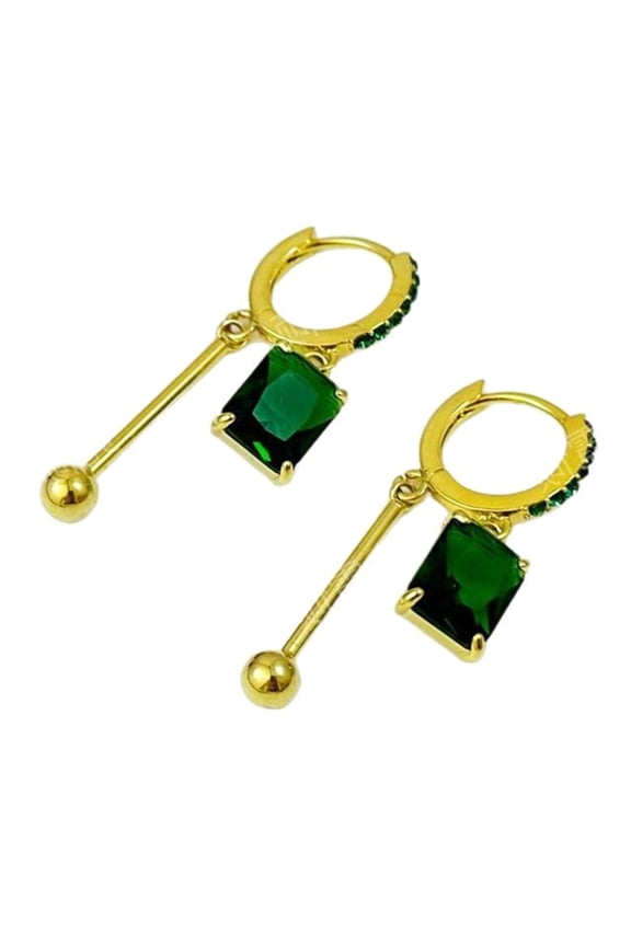 Contemporary Square Cut Zircon Earrings Alloy Construction Ear Jewelry Metal Pendant Earrings for Special Occasions