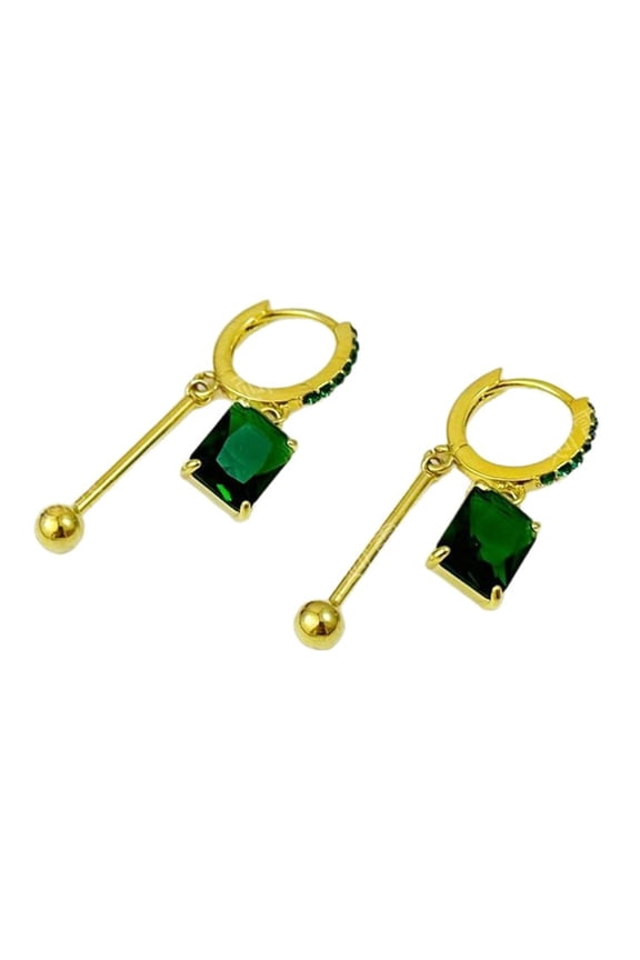 Contemporary Square Cut Zircon Earrings Alloy Construction Ear Jewelry Metal Pendant Earrings for Special Occasions