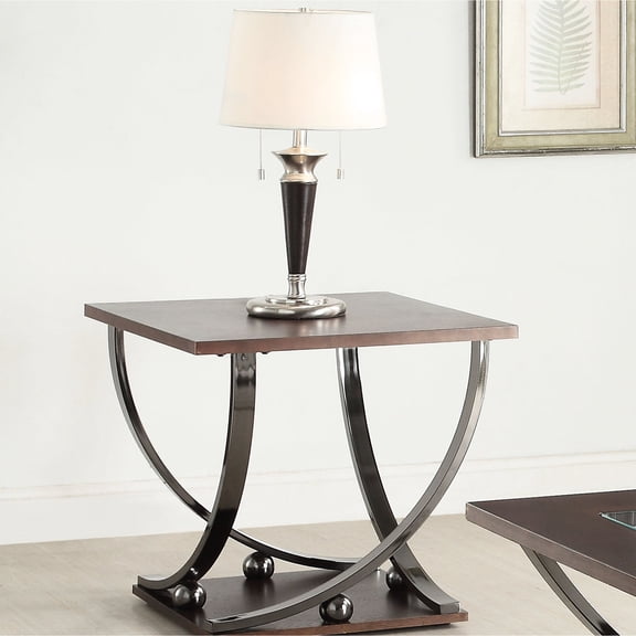Contemporary Square End Table | Suitable for Dining, Work, or Decor Display | Metal Stand with Black Nickel Finish | Enhance Organization with Bottom Shelf