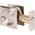 thumbnail image 1 of Contemporary Square Pocket Door Lock, Passage (Hall/Closet) Latch, 2-3/4" Backset, RCL, Satin Nickel by Stone Harbor Hardware, 1 of 3