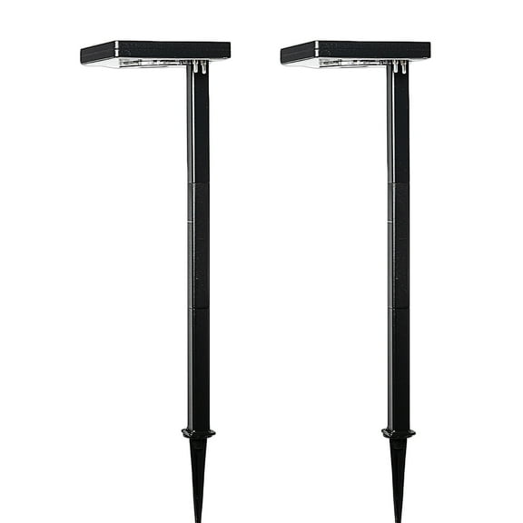 Contemporary Square Solar Path Light - Black 2 Pack