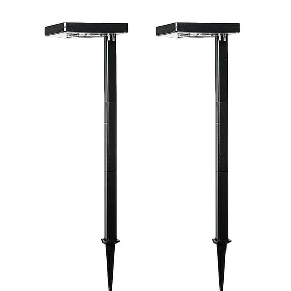 Contemporary Square Solar Path Light - Black 2 Pack