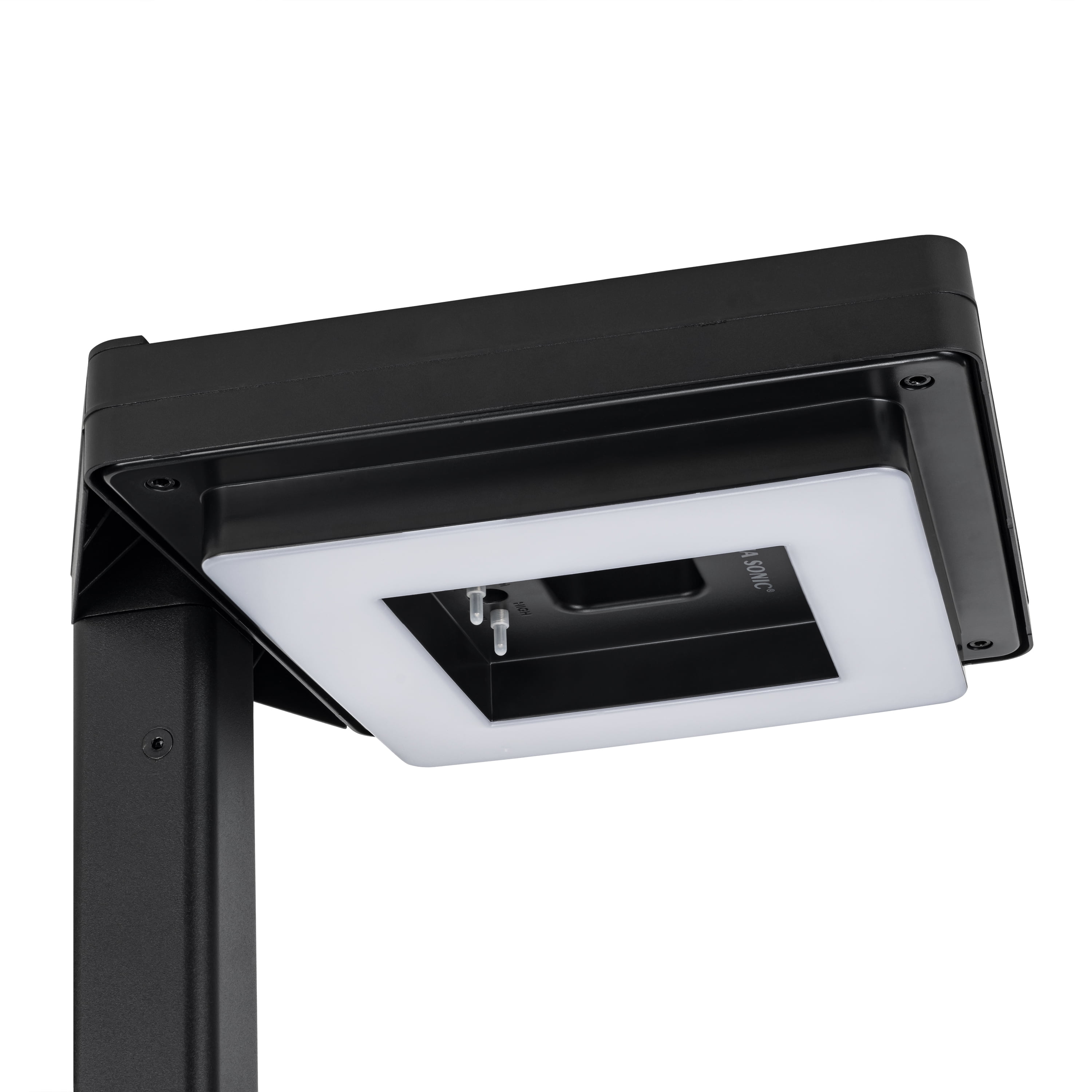 Contemporary Black Aluminum 99" LED Solar Lamp Post