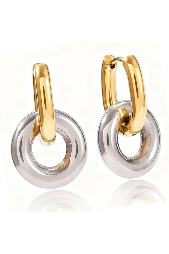 Contemporary Stacked Hoops Earrings Sturdy Stainless Steel Day To Night Wear