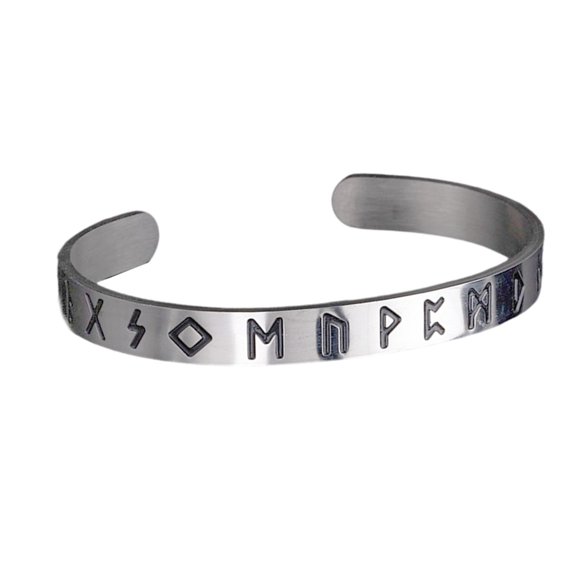Contemporary Stainless Steel Open Bangle Jewelry Engraved Letter Designs For Casual Or Formal Occasions