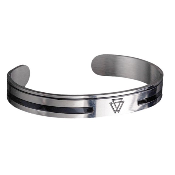 Contemporary Stainless Steel Open Bangle Jewelry Engraved Letter Designs For Casual Or Formal Occasions
