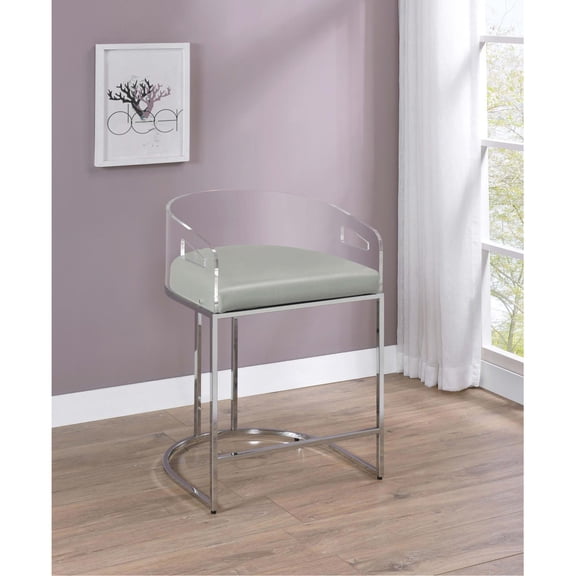 Contemporary Stools (2 Stools) | Dining or Cocktail Occasions | Metal, Acrylic and Faux Leather | Cohesive Rounded Design