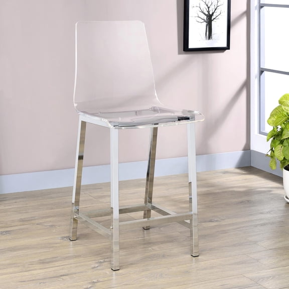 Contemporary Stools Set in Clear and Chrome | Sturdy for Long - Term Use in Recreation Areas | Acrylic Main Material | Resolves Lack of Stylish and Durable Furniture