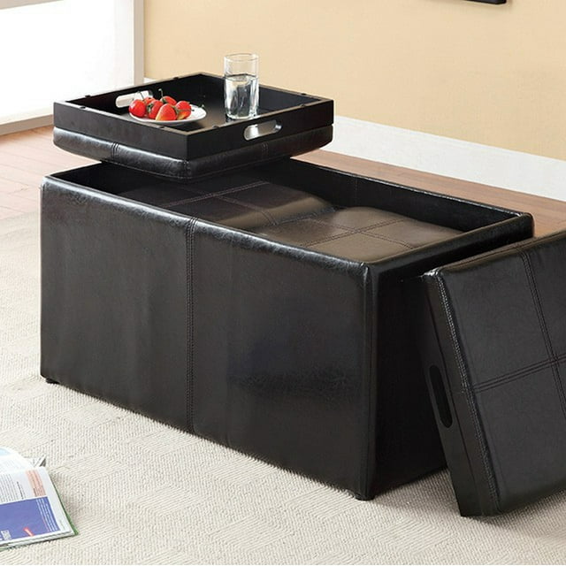 Visp Contemporary Visp Storage Ottoman With 2 Cubes & Trays