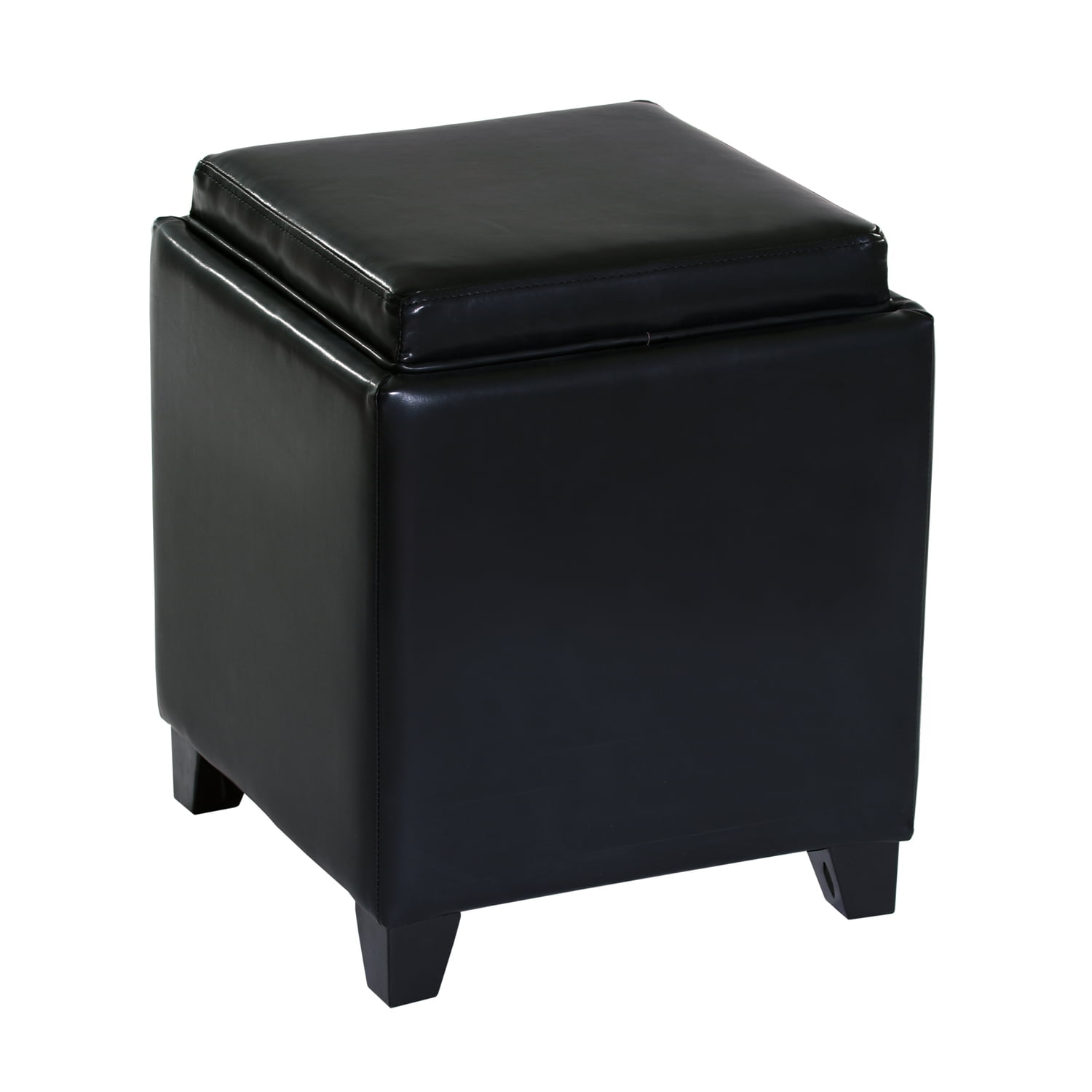 Contemporary Storage Ottoman with Tray, Multiple Colors