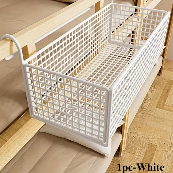 Contemporary Storage Rack, Multipurpose Plastic Organizer for Dormitory Beds, Space-Saving Design, Shelf Baskets